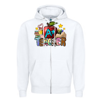 White a teacher Zipper Hoodie - NancyCooperArtShop