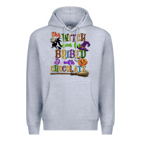 Heather Grey this witch can be bribed with chocolate Premium Hoodie - CowGirlArtShop