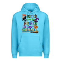 Ocean Blue this witch can be bribed with chocolate Premium Hoodie - CowGirlArtShop