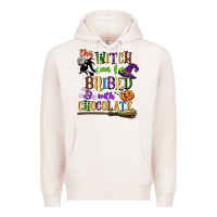 Pale Pink this witch can be bribed with chocolate Premium Hoodie - CowGirlArtShop