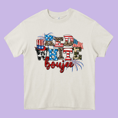 Red Whıte Boujee Heavy Core Tee Designed By Adodesignshop
