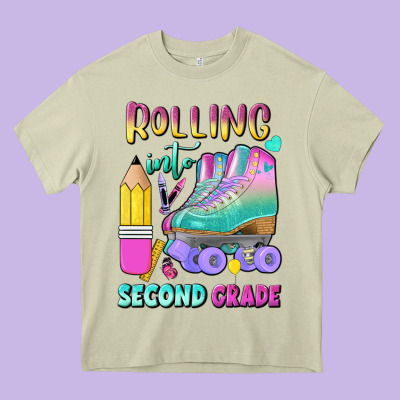 Rolling Into Second Grade Heavy Core Tee Designed By Bundleandbundleshop