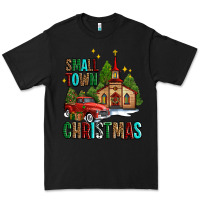 Black small town christmas church western truck Premium Tee - AdoDesignShop