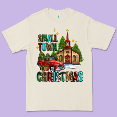 Small Town Christmas Church Western Truck Premium Tee Designed By Adodesignshop