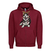 Burgundy alaskan husky with bandeau Zipper Hoodie - texasbilliewilder