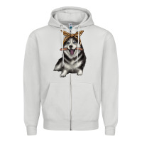 Dove Grey alaskan husky with bandeau Zipper Hoodie - texasbilliewilder