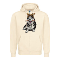 Sandshell alaskan husky with bandeau Zipper Hoodie - texasbilliewilder