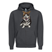 Smoke alaskan husky with bandeau Zipper Hoodie - texasbilliewilder