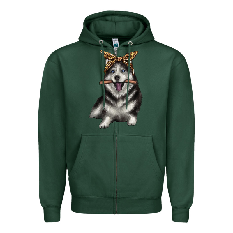 Alaskan Husky With Bandeau Zipper Hoodie by texasbilliewilder | Teevron