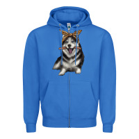 True Royal alaskan husky with bandeau Zipper Hoodie - texasbilliewilder