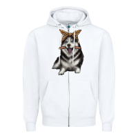 White alaskan husky with bandeau Zipper Hoodie - texasbilliewilder