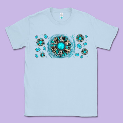 Turquoise Gemstone Sunflower Classic Tee Designed By Jahusdesignshop