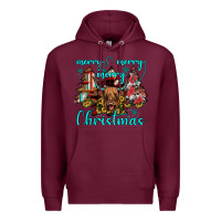 Burgundy merry christmas Premium Hoodie - JahusDesignShop
