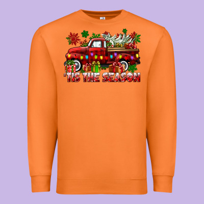 Tis The Season Christmas Truck Premium Sweatshirt Designed By Cowgirlartshop