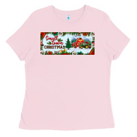 Bubblegum Pink small town christmas Ladies Tee - BundleAndBundleShop