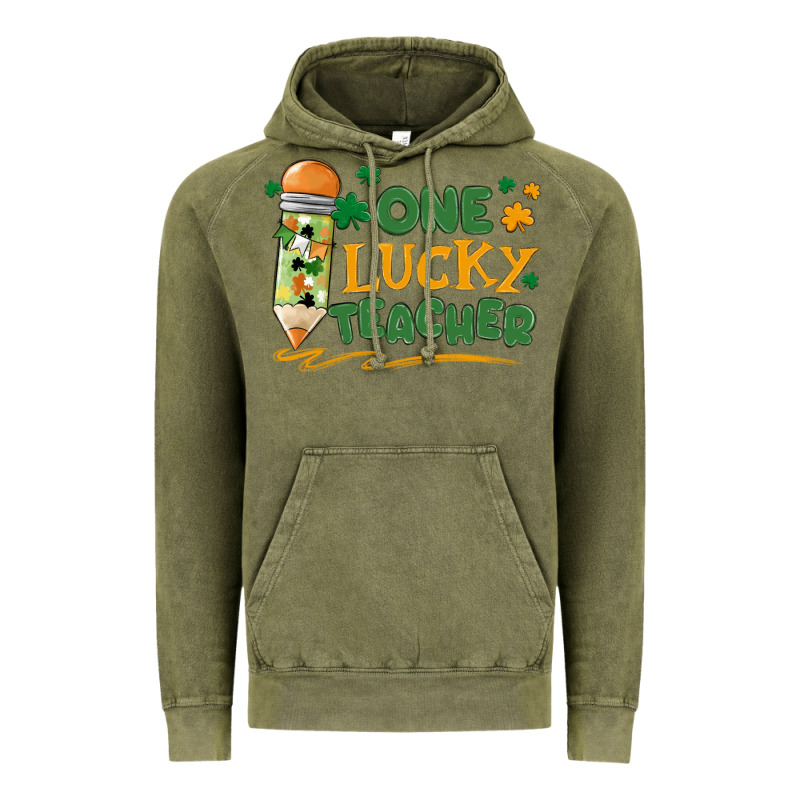 One Lucky Teacher Vintage Hoodie by MaliasSmallBusiness | Teevron