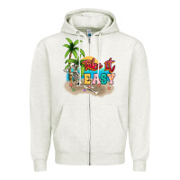 Oatmeal Heather take it easy Zipper Hoodie - NancyCooperArtShop