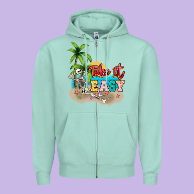 Take It Easy Zipper Hoodie Designed By Nancycooperartshop