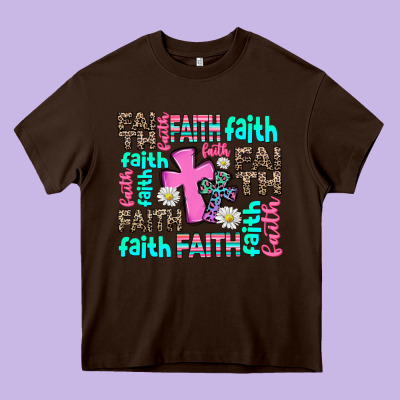 Faith With Cross Heavy Core Tee Designed By Adodesignshop
