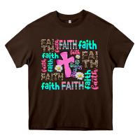 Chocolate Brown faith with cross Heavy Core Tee - AdoDesignShop