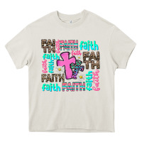 Cream faith with cross Heavy Core Tee - AdoDesignShop