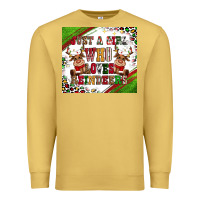 Antique Gold just a girl who loves reindeer Premium Sweatshirt - CowGirlArtShop