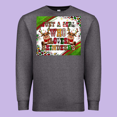 Just A Girl Who Loves Reindeer Premium Sweatshirt Designed By Cowgirlartshop