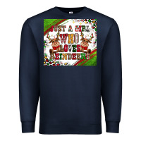 Navy just a girl who loves reindeer Premium Sweatshirt - CowGirlArtShop