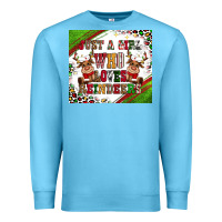 Ocean Blue just a girl who loves reindeer Premium Sweatshirt - CowGirlArtShop