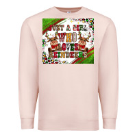 Pale Pink just a girl who loves reindeer Premium Sweatshirt - CowGirlArtShop