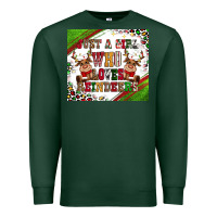 Sports Green just a girl who loves reindeer Premium Sweatshirt - CowGirlArtShop