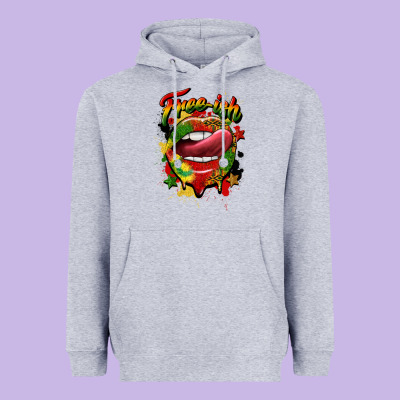 Free Ish Juneteenth Lips Heavyweight Hoodie Designed By Cowgirlartshop