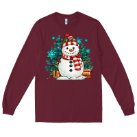 Burgundy christmas snowman Long Sleeve Tee - MaliasSmallBusiness