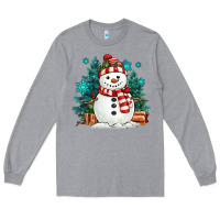 Heather Grey christmas snowman Long Sleeve Tee - MaliasSmallBusiness