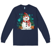 Navy christmas snowman Long Sleeve Tee - MaliasSmallBusiness