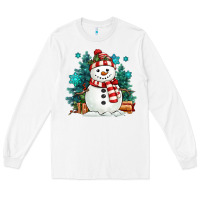 White christmas snowman Long Sleeve Tee - MaliasSmallBusiness