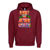 Burgundy Meet me at the ocean Summer Zipper Hoodie - NancyCooperArtShop