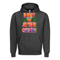 Charcoal Heather Meet me at the ocean Summer Zipper Hoodie - NancyCooperArtShop