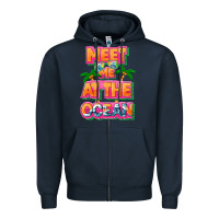 Navy Meet me at the ocean Summer Zipper Hoodie - NancyCooperArtShop