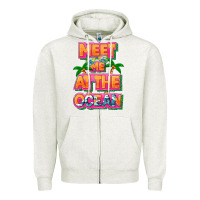 Oatmeal Heather Meet me at the ocean Summer Zipper Hoodie - NancyCooperArtShop