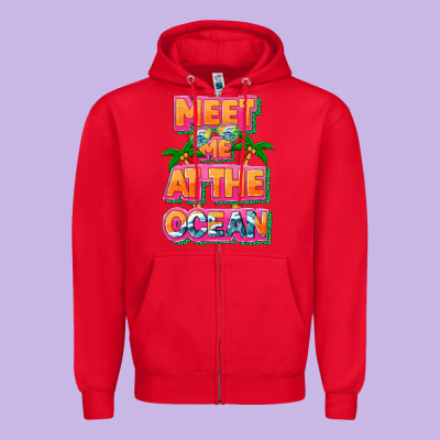Meet Me At The Ocean Summer Zipper Hoodie Designed By Nancycooperartshop