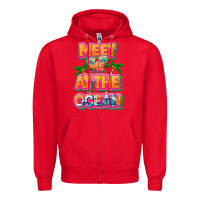 Red Meet me at the ocean Summer Zipper Hoodie - NancyCooperArtShop