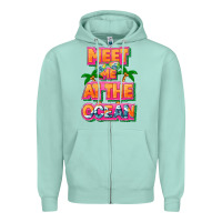 Seafoam Meet me at the ocean Summer Zipper Hoodie - NancyCooperArtShop