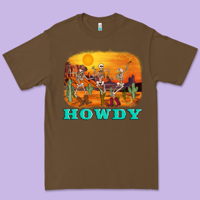 Western Skeleton Premium Tee Designed By Adodesignshop