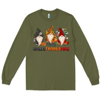 Army Green Happy Hallothanksmas Long Sleeve Tee - MaliasSmallBusiness
