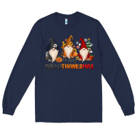 Navy Happy Hallothanksmas Long Sleeve Tee - MaliasSmallBusiness