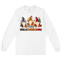 White Happy Hallothanksmas Long Sleeve Tee - MaliasSmallBusiness