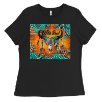 Black wild soul boho bull skull Ladies Tee - RanaPortraitStore