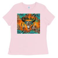 Bubblegum Pink wild soul boho bull skull Ladies Tee - RanaPortraitStore