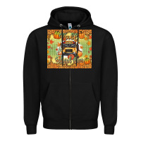 Black fall school bus Zipper Hoodie - texasbilliewilder